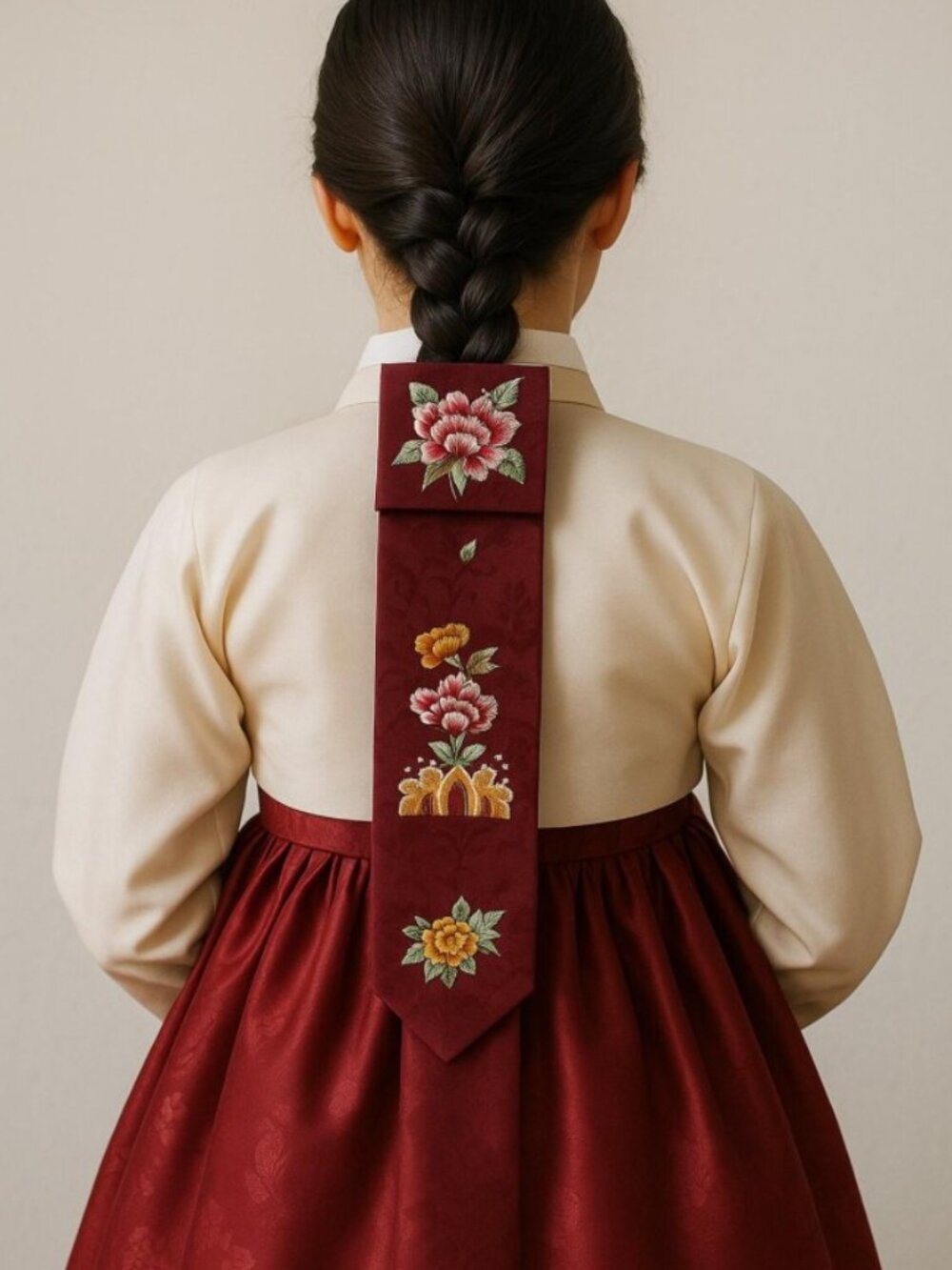 Embroidered Korean Daenggi Hair Ribbon - Picture 4 of 5